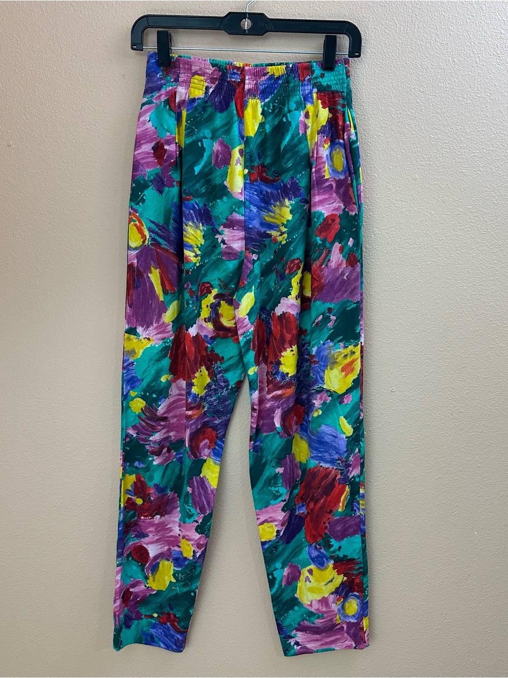 VTG 80s Seasons By Arie Pants Womens M Abstract Print Made USA Halloween Disco